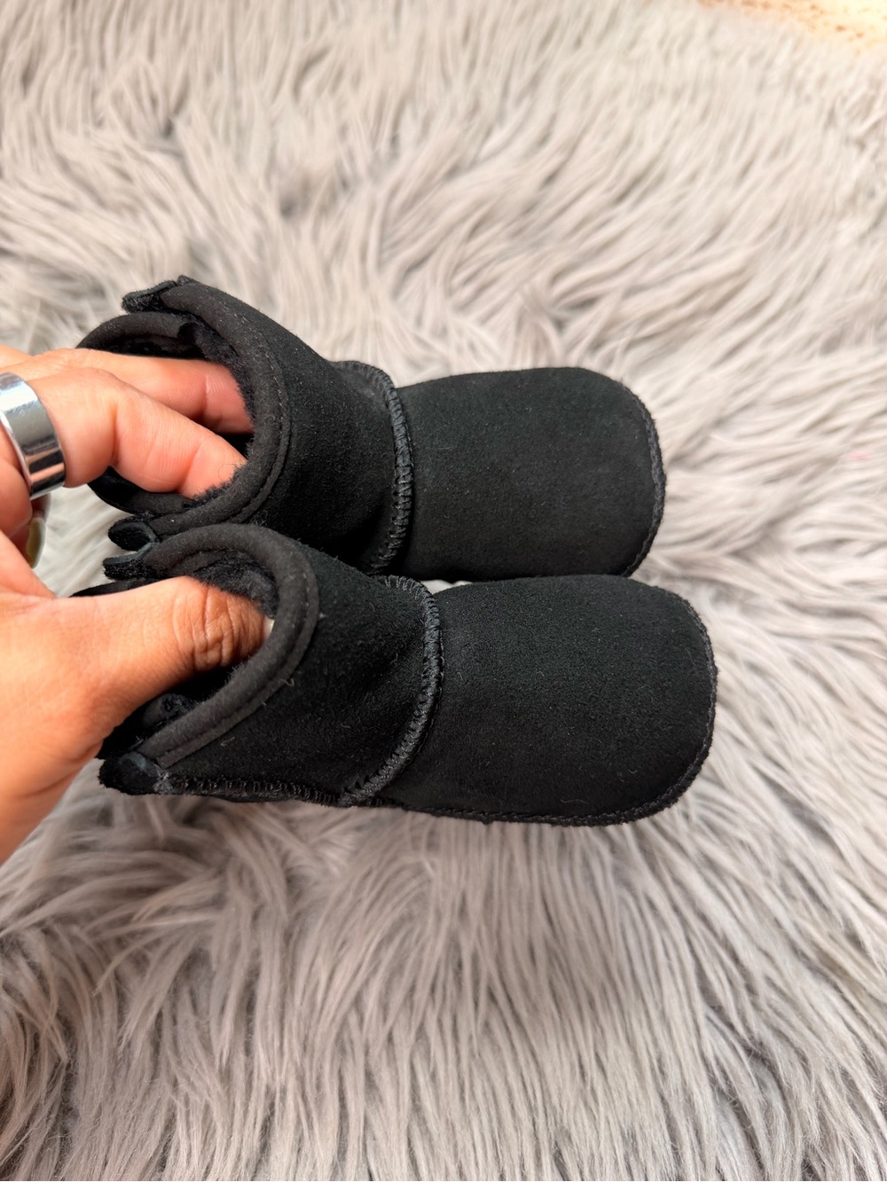 UGG Black Baby booties with Plush Lining